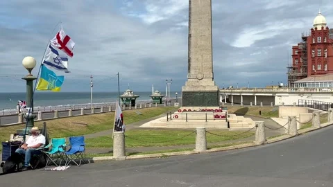 Blackpool, UK 02 Aug, 2024: War Memorial, Monument. Obelisk, Cenotaph Stock Footage 280776597