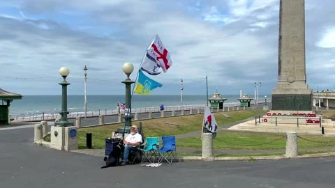 Blackpool, UK 02 Aug, 2024: War Memorial, Monument. Obelisk, Cenotaph Stock Footage 280776599