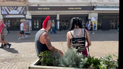 Blackpool UK 03 Aug 2024; Rebellion Festival Classic Mohawk Punk hairstyles Stock Footage 280849105