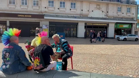 Blackpool UK 03 Aug 2024; Rebellion Festival Classic Mohawk Punk hairstyles Stock Footage 280849114