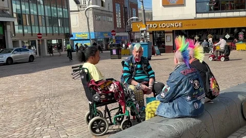 Blackpool UK 03 Aug 2024; Rebellion Festival Classic Mohawk Punk hairstyles Stock Footage 280849129