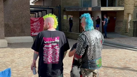 Blackpool UK 03 Aug 2024; Rebellion Festival Classic Mohawk Punk hairstyles Stock Footage 280849135