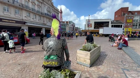 Blackpool UK 03 Aug 2024; Rebellion Festival Classic Mohawk Punk hairstyles Stock Footage 280849136