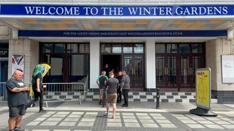 Blackpool, UK 03 Aug 2024: Punk Rockers_Welcome to the Winter Gardens. Stock Footage 280852190