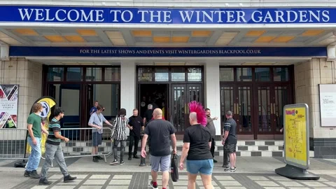 Blackpool, UK 03 Aug 2024: Punk Rockers_Welcome to the Winter Gardens. Stock Footage 280852191