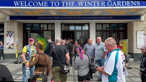 Blackpool, UK 03 Aug 2024: Punk Rockers_Welcome to the Winter Gardens. Stock Footage 280852263
