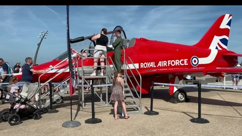 Blackpool, UK 2024 Aug 11;  Red Arrows_Free seaside airshow on the seafront Stock Footage 281495819