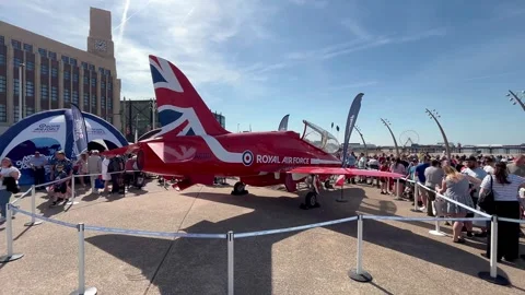 Blackpool, UK 2024 Aug 11;  Red Arrows_Free seaside airshow on the seafront Stock Footage 281495870