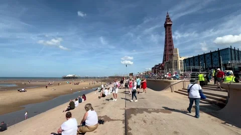 Blackpool, UK 2024 Aug 11; Free seaside airshow on the Tower seafront Stock Footage 281500046