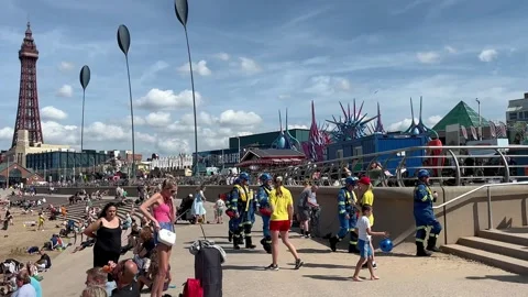 Blackpool, UK 2024 Aug 11; Free seaside airshow on the Tower seafront Stock Footage 281500063