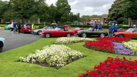 Blackpool, UK 2024 Aug 25: Stanley Park Bygone Era Car show. 4k Video Stock Footage 282705460