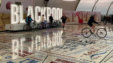 Blackpool, UK 2024 Aug 27; Ride the Lights Comedy Pavement Illuminations Stock Footage 282871441