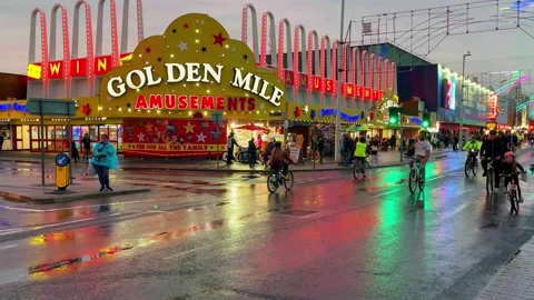 Blackpool, UK 2024 Aug 27; Ride the Lights preview of Illuminations Stock Footage 282871464