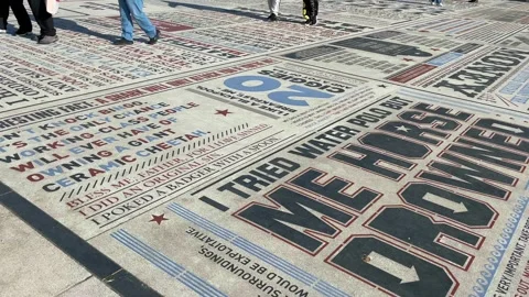 Blackpool, UK 2024 Oct 24; Tourists explore the celebration Comedy Pavement Stock Footage 289549001