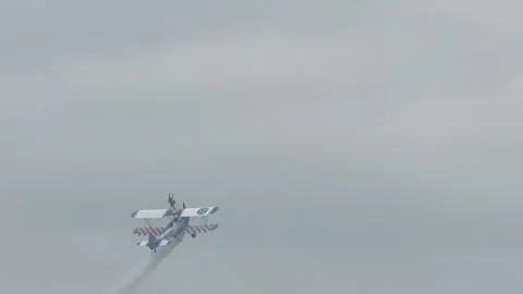 Blackpool, UK. 2025 AUG, 10; Wing walkers Kirsten and Emma in 4k Stock Footage 314734702