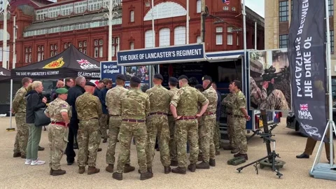 Blackpool, UK 2025 Aug 10. Army Airshow arrivals on a windy day. 4k video Stock Footage 314777064