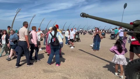 Blackpool, UK. 2025 Aug 11. Military Displays on the Comedy Carpet. 4K Video Stock Footage 314642022