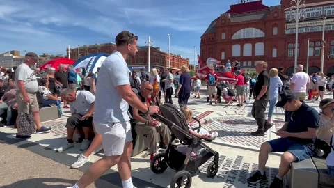 Blackpool, UK. 2025 Aug 11. Military Displays on the Comedy Carpet. 4K Video Stock Footage 314642056