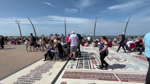 Blackpool, UK. 2025 Aug 11. Military Displays on the Comedy Carpet. 4K Video Stock Footage 314642175