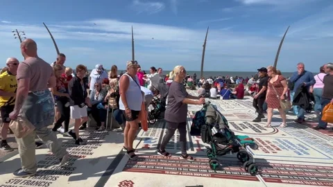 Blackpool, UK. 2025 Aug 11. Military Displays on the Comedy Carpet. 4K Video Stock Footage 314642204