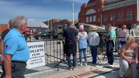 Blackpool, UK. 2025 Aug 11. Spitfire Display on the Comedy Carpet. 4K Video Stock Footage 314642205