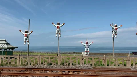 Blackpool, UK 30 Jul 2024; Huge illuminations displays being erected &amp; connected Stock Footage 280486424