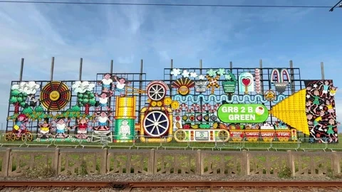 Blackpool, UK 30 Jul 2024; GR8 2 B GREEN. Huge illuminations displays Stock Footage 280489378