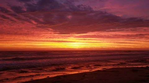 Blacks Beach CA Locked Down Sunset HD Stock Footage 112266915