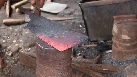 Blacksmith and knife Stock Footage 78251210