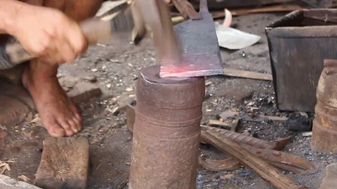 Blacksmith and knife Stock Footage 78251306