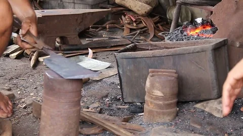 Blacksmith and knife Stock Footage 78251310