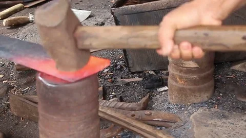 Blacksmith and knife Stock Footage 78252554