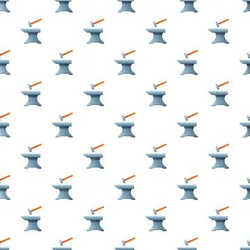 Blacksmith anvil and hammer tools seamless pattern Illustrazione stock