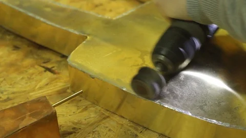 Blacksmith  artisan brass welder -4/8 Video stock 86534293