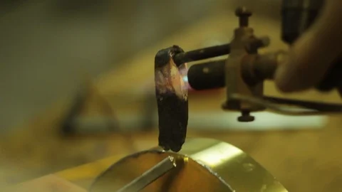 Blacksmith  artisan brass welder -5/8 Video stock 86533833
