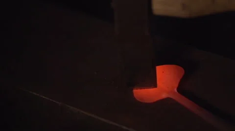 Blacksmith Artist Creating Shape of a Leaf Stock Footage 67342071