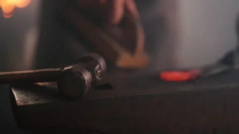 Blacksmith Brushing Steel Close Up Stock Footage 291325887