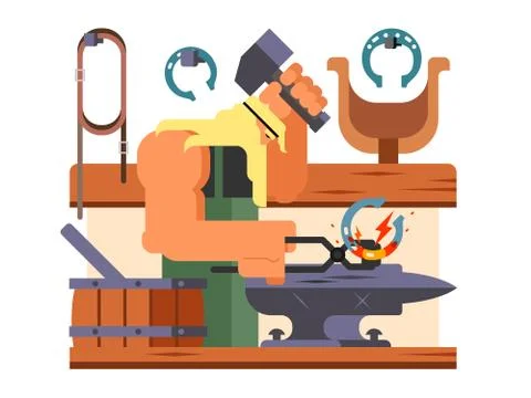 Blacksmith character cartoon Stock Illustration