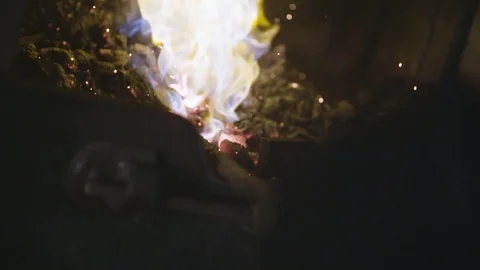 Blacksmith charcoal fire Stock Footage 92058341