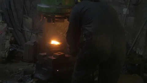 Blacksmith craft solid iron Stock Footage 72693351