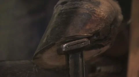 Blacksmith Filing A Horseshoe 3 Video stock 19066016
