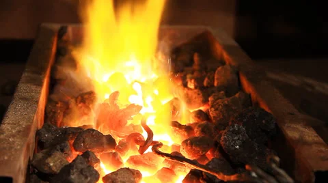 Blacksmith Fire 3 Stock Footage 36681519