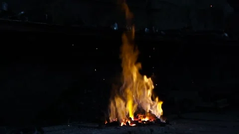 Blacksmith fire. Burning Coals in a Blacksmith Forge Stock-Footage 87733291