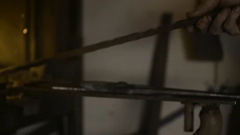 Blacksmith fire with hot iron Stockbeeldmateriaal 92058509