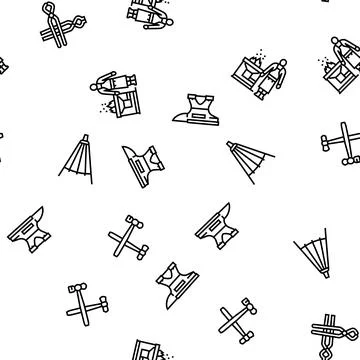 Blacksmith forge anvil hammer seamless pattern vector Stock Illustration