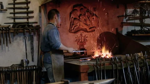 Blacksmith at the forge Stock Footage 67674468