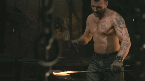 Blacksmith in the forge, frame Video stock 109606276