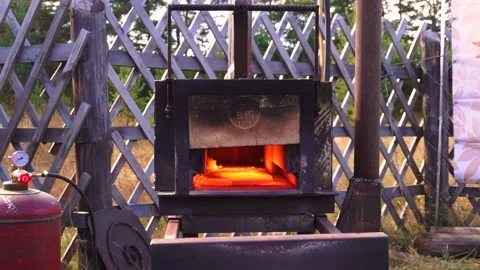 Blacksmith forge oven with hot flame. Stock Footage 205443640