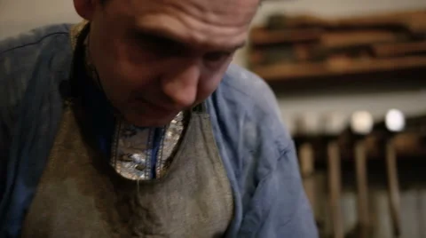 Blacksmith at the forge. smithing Stock Footage 67746363