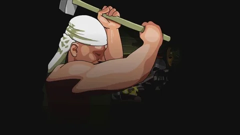 Blacksmith forges iron in the forge Stock Footage 73573921